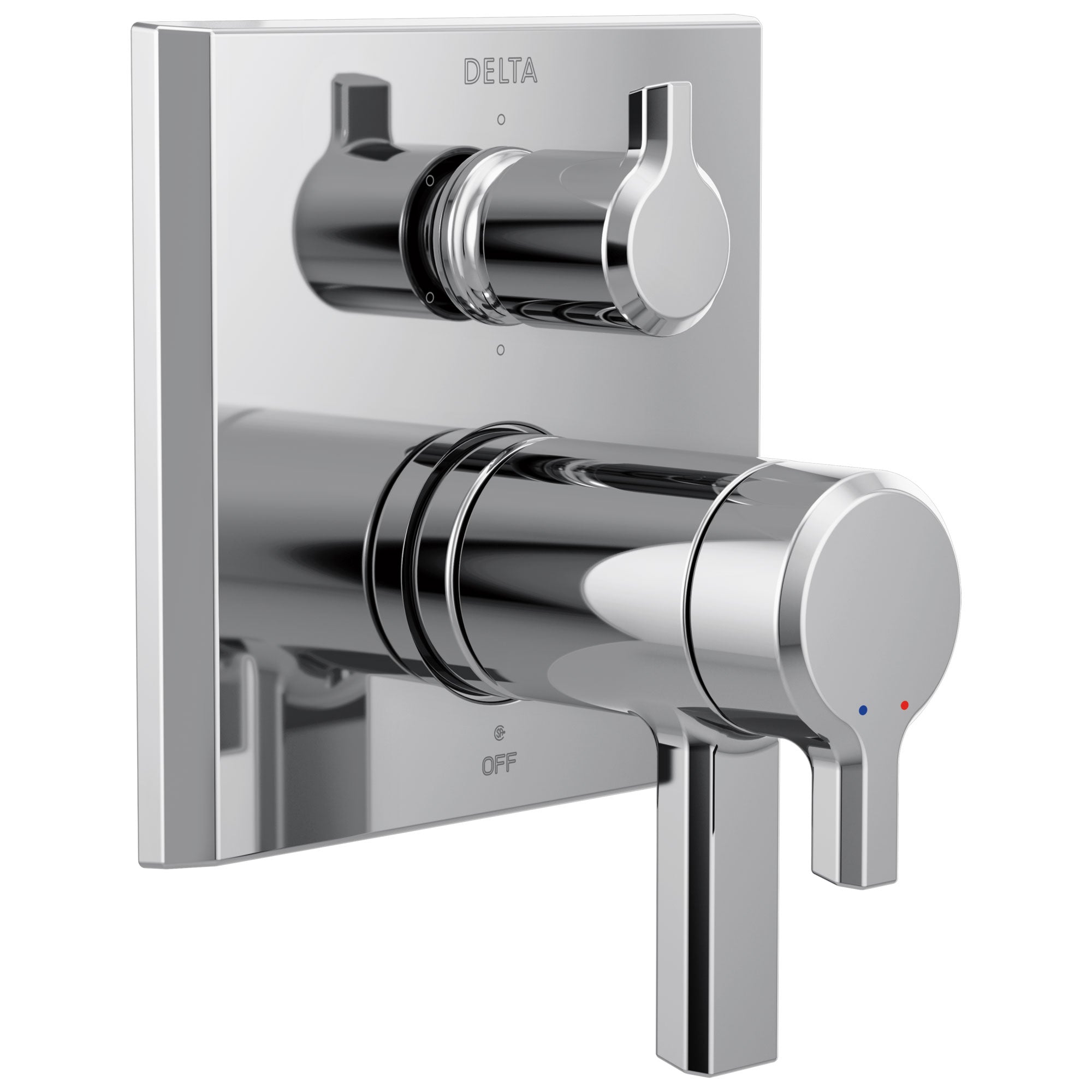 Delta Pivotal Chrome Finish Thermostatic 17T Shower System Control with 6-Setting Integrated Diverter Includes Rough Valve and Handles D3070V