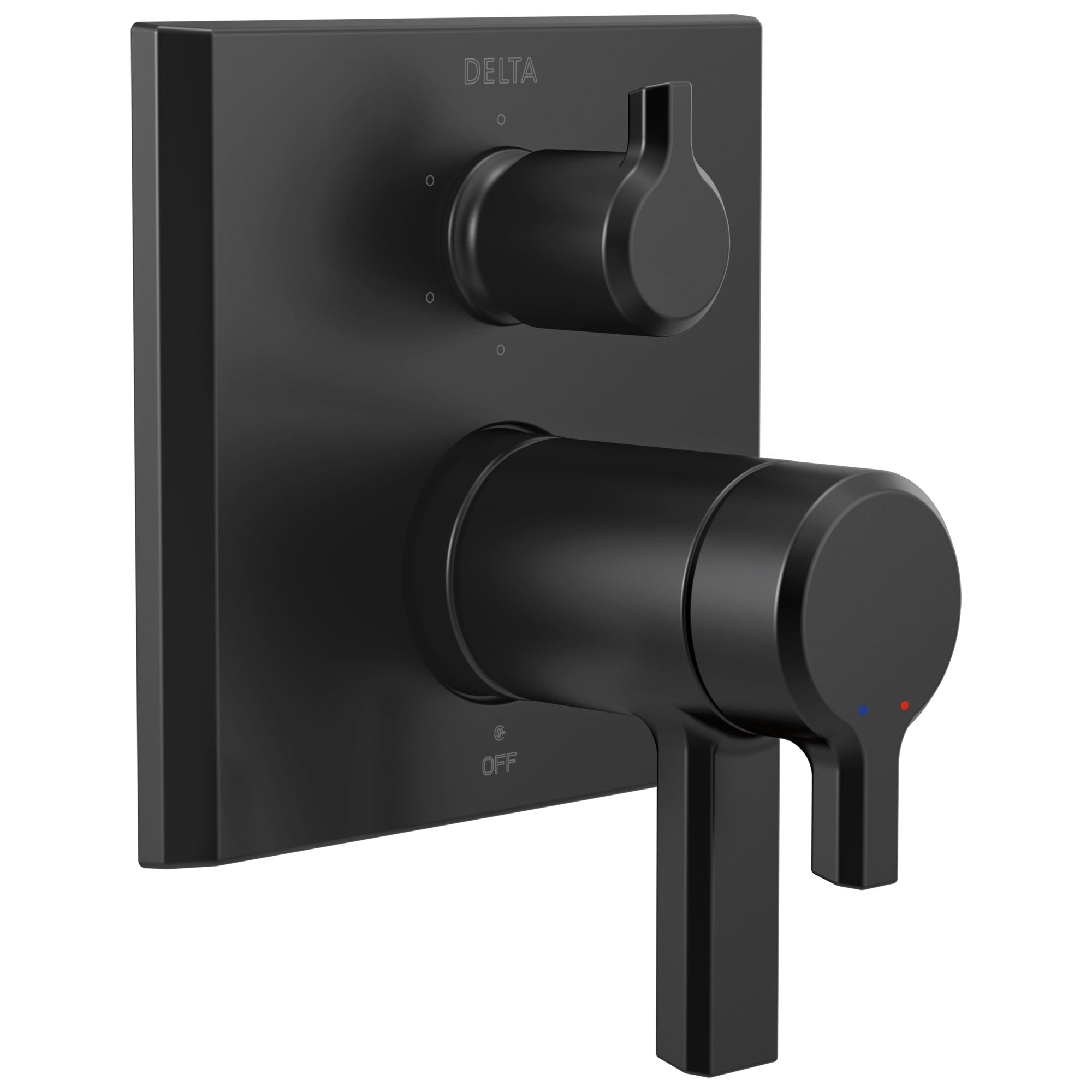 Delta Pivotal Matte Black Finish Thermostatic 17T Shower System Control with 6-Setting Integrated Diverter Includes Rough Valve and Handles D3069V
