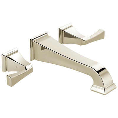 Delta Dryden Collection Polished Nickel Finish Two Handle Wall Mounted Bathroom Sink Lavatory Faucet Includes Rough-in Valve D2104V