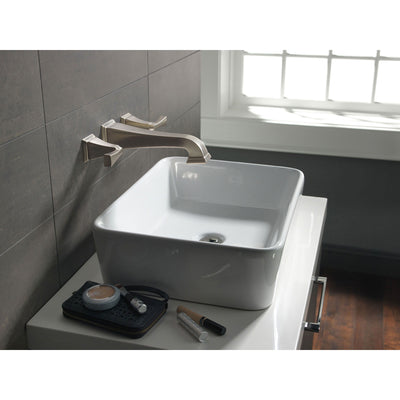 Delta Dryden Collection Stainless Steel Finish Two Handle Wall Mounted Bathroom Sink Lavatory Faucet Includes Rough-in Valve D2102V