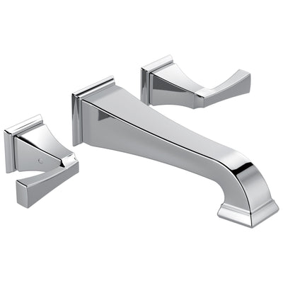 Delta Dryden Collection Chrome Finish Two Handle Wall Mounted Bathroom Sink Lavatory Faucet Includes Rough-in Valve D2100V