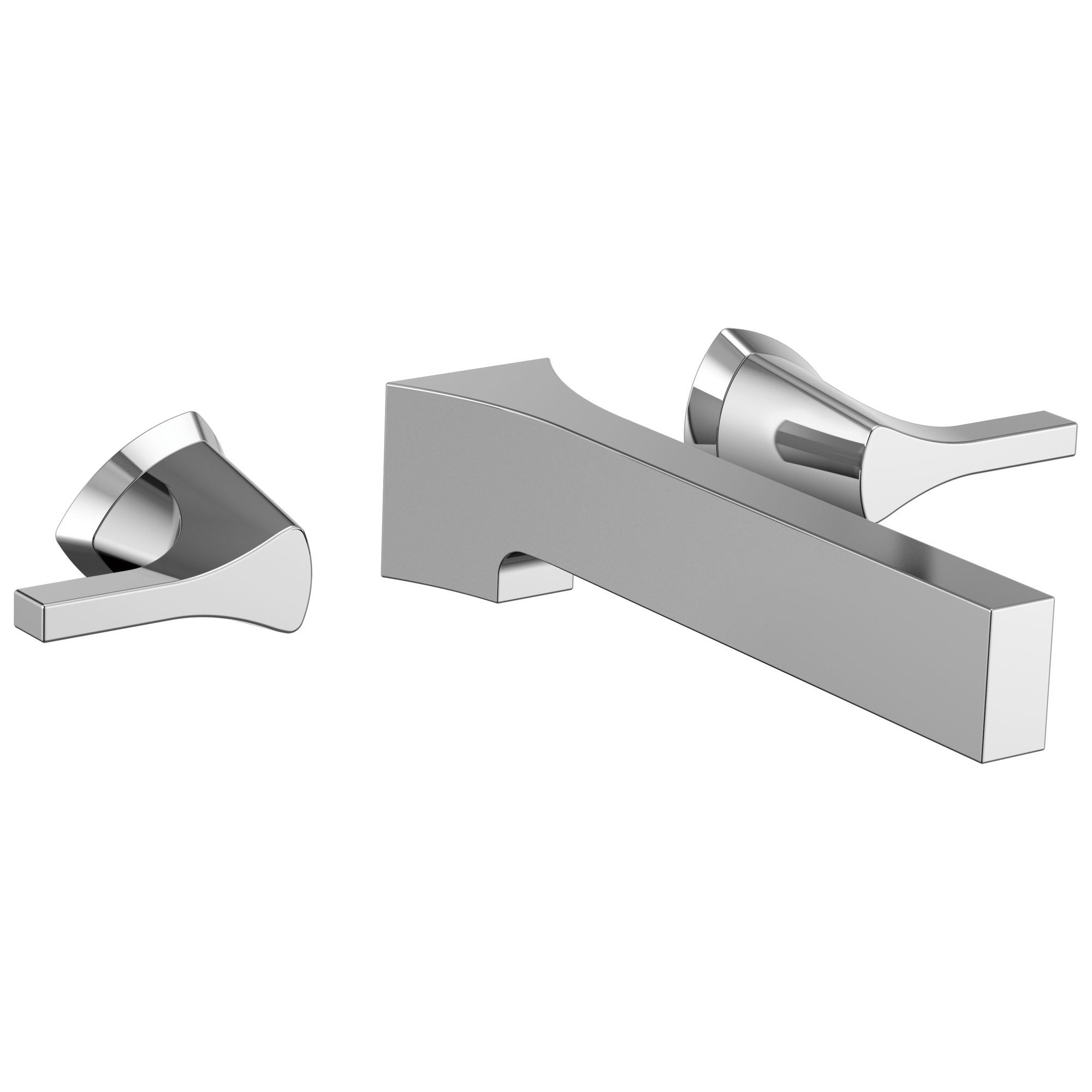 Delta Zura Collection Chrome Finish Modern Two Handle Wall Mount Lavatory Bathroom Faucet (Rough Valve Sold Separately) 745571