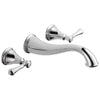 Delta Cassidy Collection Chrome Finish Traditional Style Two Handle Wall Mount Bathroom Sink Faucet Trim Kit (Requires Rough-in Valve) DT3597LFWL