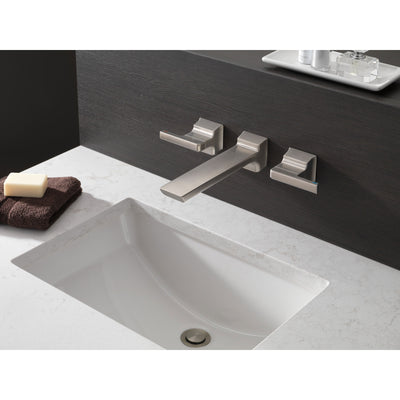 Delta Pivotal Stainless Steel Finish Two-Handle Wall Mount Bathroom Faucet Trim Kit (Requires Valve) DT3599LFSSWL