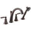 Delta Woodhurst Venetian Bronze Finish 2 Handle Roman Tub Filler Faucet with Hand Shower Includes Rough-in Valve D3053V