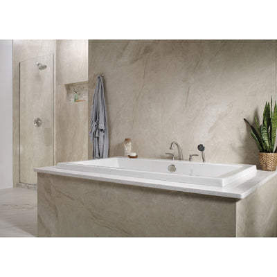 Delta Woodhurst Stainless Steel Finish 2 Handle Roman Tub Filler Faucet with Hand Shower Includes Rough-in Valve D3052V