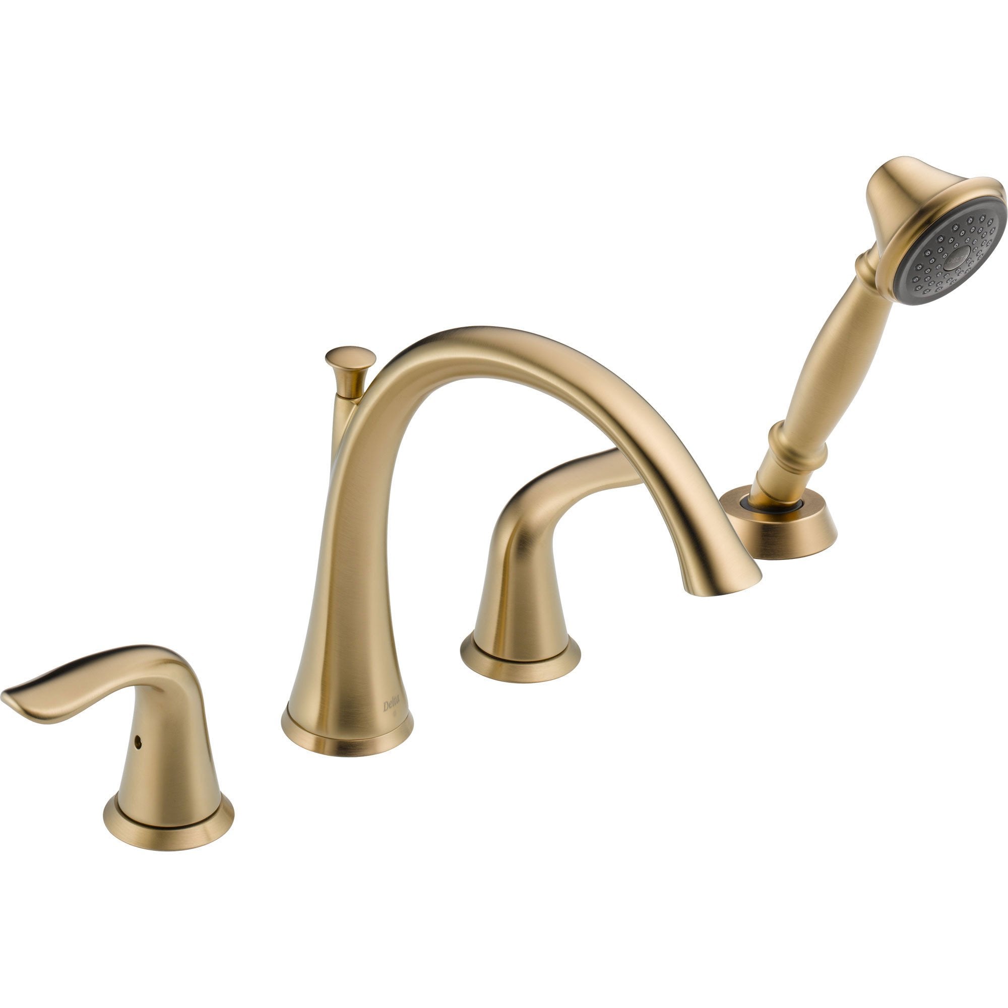 Delta Lahara Champagne Bronze Roman Tub Faucet with Handshower and Valve D860V
