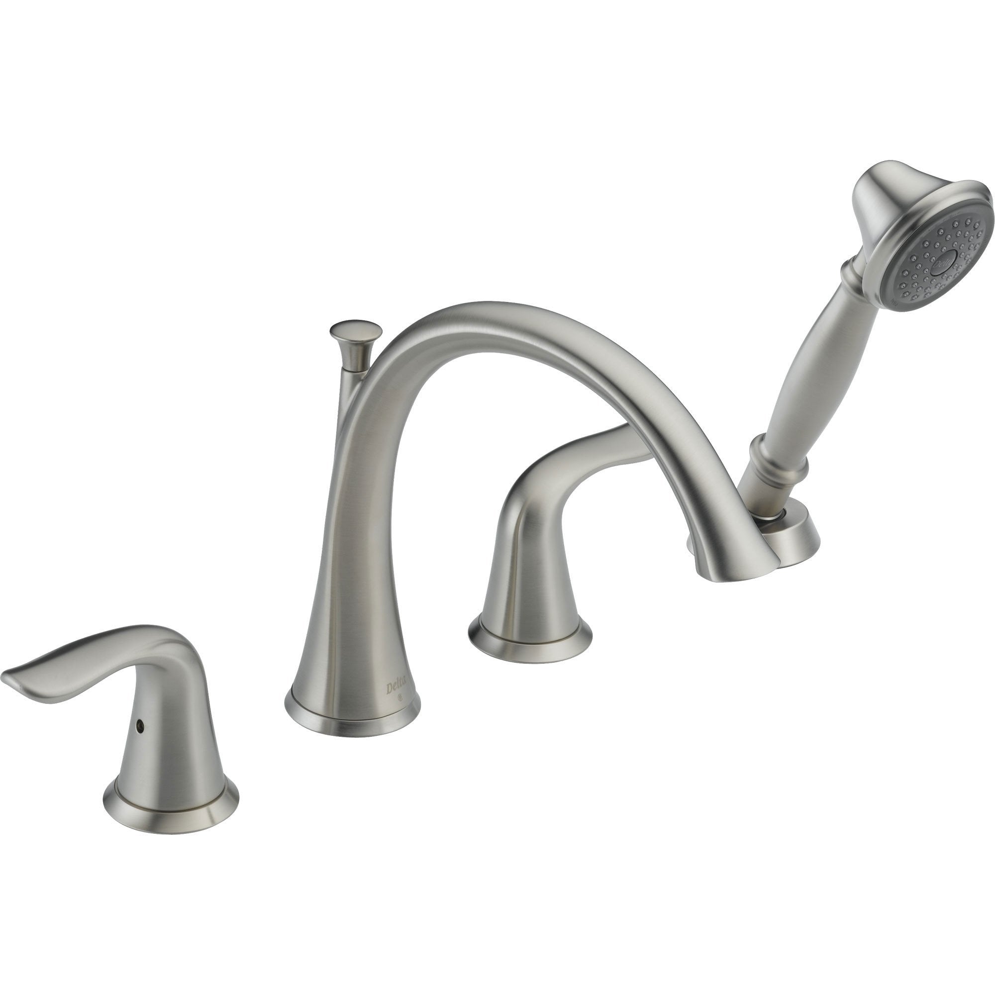 Delta Lahara Stainless Steel Finish Roman Tub Faucet w/Valve & Handshower D862V