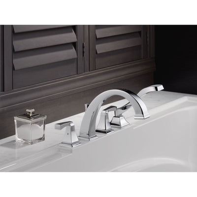 Delta Dryden Deck-Mount Chrome Roman Tub Faucet with Handshower Trim Kit 457129
