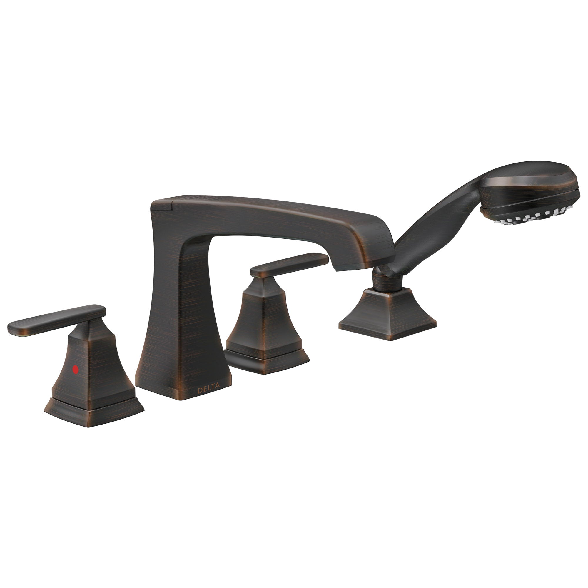 Delta Ashlyn Collection Venetian Bronze Finish High Flow Roman Bath Tub Filler Faucet Trim with Hand Shower Sprayer Includes Trim Kit and Rough-in Valve D2075V