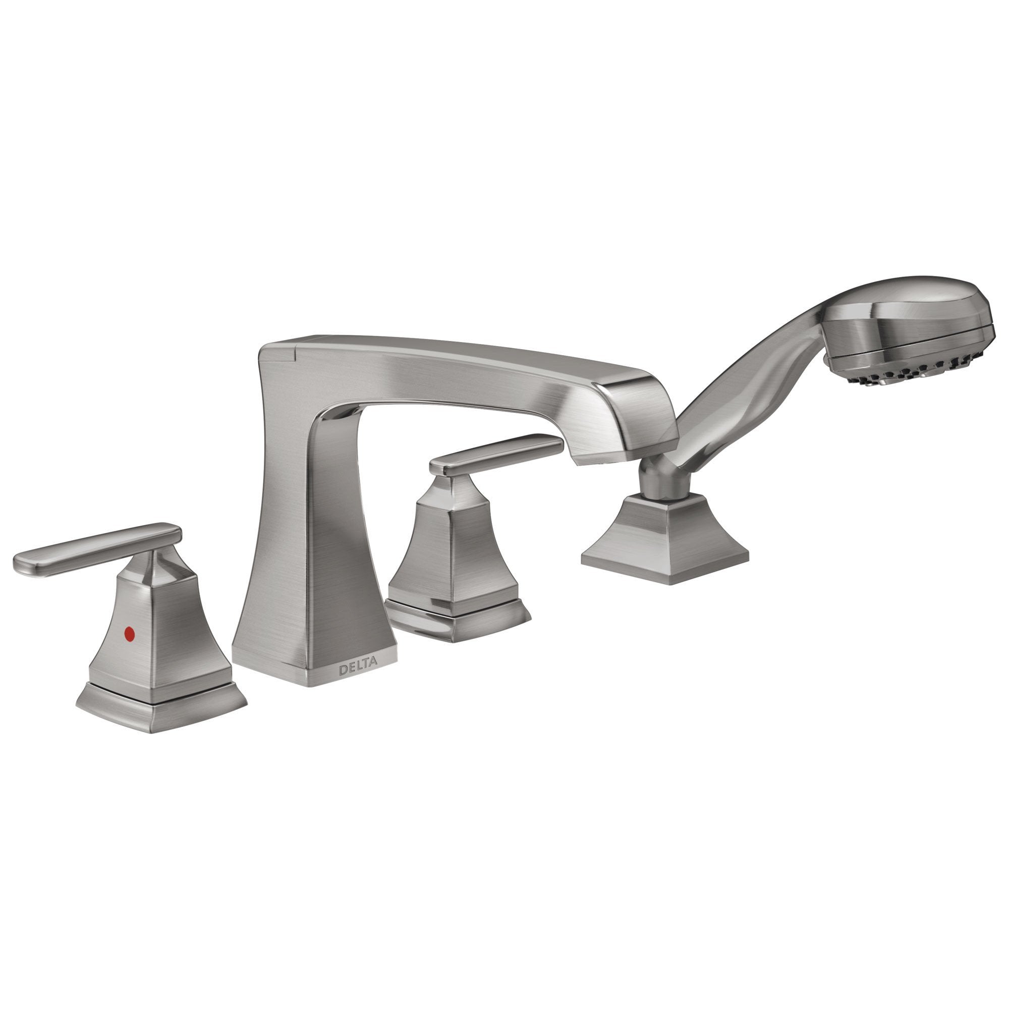 Delta Ashlyn Collection Stainless Steel Finish High Flow Roman Bath Tub Filler Faucet Trim with Hand Shower Sprayer (Requires Rough-in Valve) DT4764SS