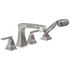 Delta Ashlyn Collection Stainless Steel Finish High Flow Roman Bath Tub Filler Faucet Trim with Hand Shower Sprayer Includes Trim Kit and Rough-in Valve D2074V