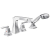 Delta Ashlyn Collection Chrome Finish High Flow Roman Bath Tub Filler Faucet Trim with Hand Shower Sprayer Includes Trim Kit and Rough-in Valve D2076V