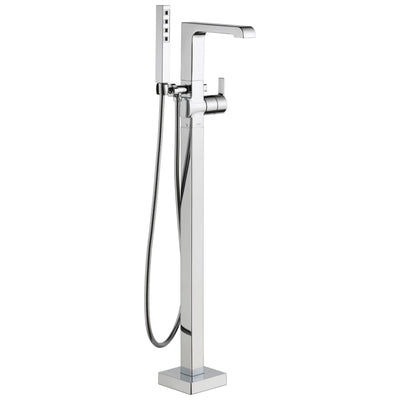 Delta Ara Collection Chrome Floor Mount Freestanding Contemporary Tub Filler Faucet with Hand Shower Includes Trim Kit and Rough-in Valve D2073V
