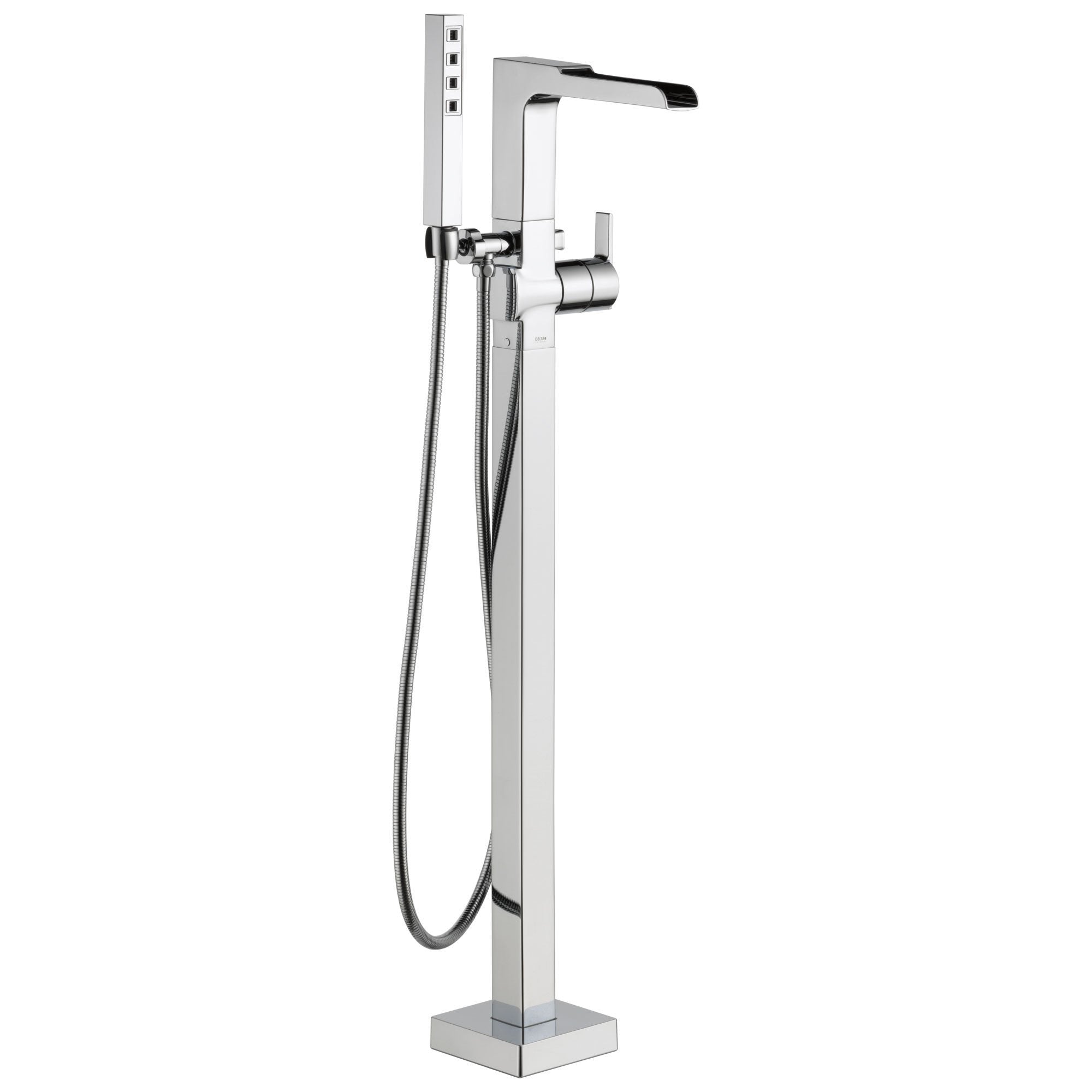 Delta Ara Collection Chrome Floor Mount Freestanding Channel Spout Tub Filler Faucet with Hand Shower Trim Kit only (Requires Rough-in Valve) DT4768FL