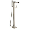Delta Ara Collection Stainless Steel Finish Floor Mount Freestanding Channel Spout Tub Filler Faucet with Hand Shower Trim (Requires Valve) DT4768SSFL
