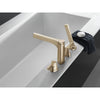 Delta Zura Champagne Bronze Finish 4-hole Deck Mount Roman Tub Filler Faucet with Handshower Includes Lever Handles and Rough-in Valve D3608V