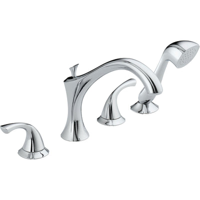 Delta Addison Deck-Mount Chrome Roman Tub Faucet with Valve & Hand Shower D882V