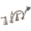 Delta Linden Collection Stainless Steel Finish Roman Tub Filler Faucet with Hand Shower Sprayer Includes Rough-in Valve D2063V