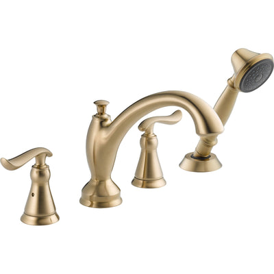 Delta Linden Champagne Bronze Roman Tub Faucet with Hand Shower and Valve D887V