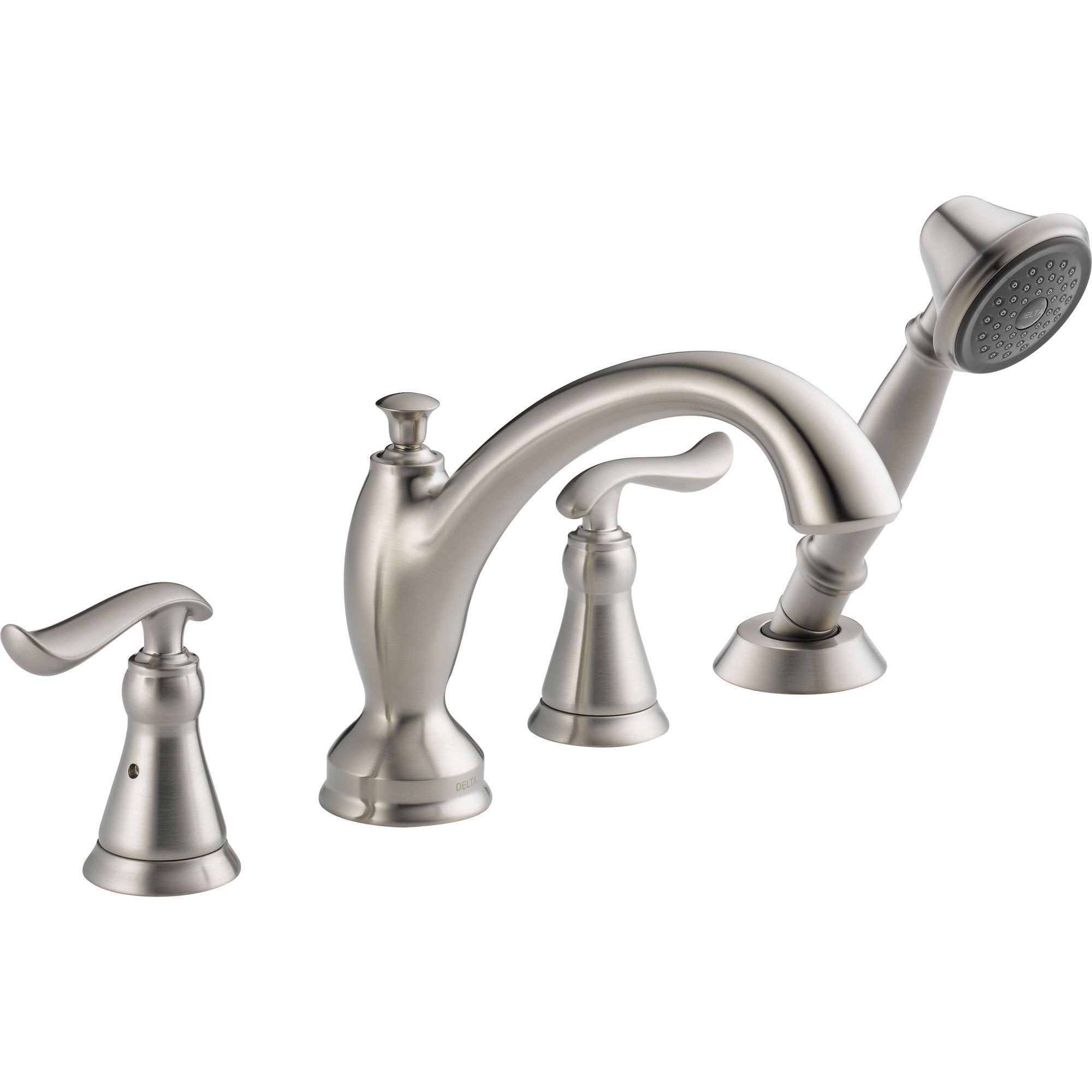 Delta Linden Stainless Steel Finish Roman Tub Faucet with Handspray Trim 555631