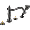 Delta Venetian Bronze Cassidy Widespread Bathroom Faucet, Towel Ring, Towel Bar, Roman Tub Filler with Spray INCLUDES Rough-in Valve Package D058CR
