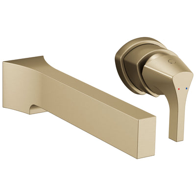Delta Zura Champagne Bronze Finish Single Handle Wall Mount Bathroom Sink Faucet Includes Rough-in Valve D3605V