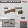 Delta Zura Champagne Bronze Finish Single Handle Wall Mount Bathroom Sink Faucet Includes Rough-in Valve D3605V