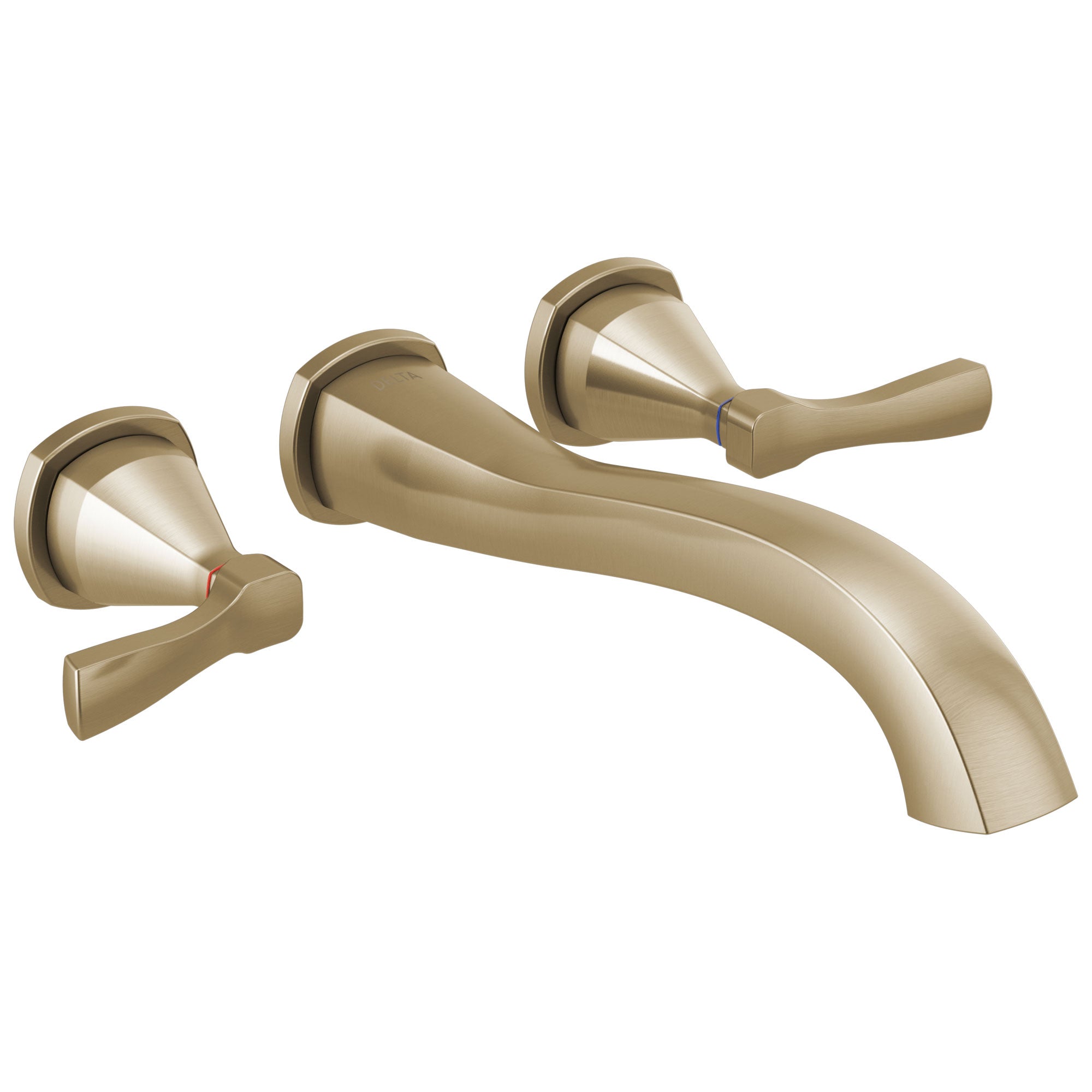 Delta Stryke Champagne Bronze Finish 2 Lever Handle Wall Mounted Tub Filler Faucet Includes Rough-in Valve D3016V