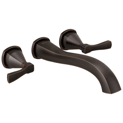 Delta Stryke Venetian Bronze Finish 2 Lever Handle Wall Mounted Tub Filler Faucet Includes Rough-in Valve D3015V