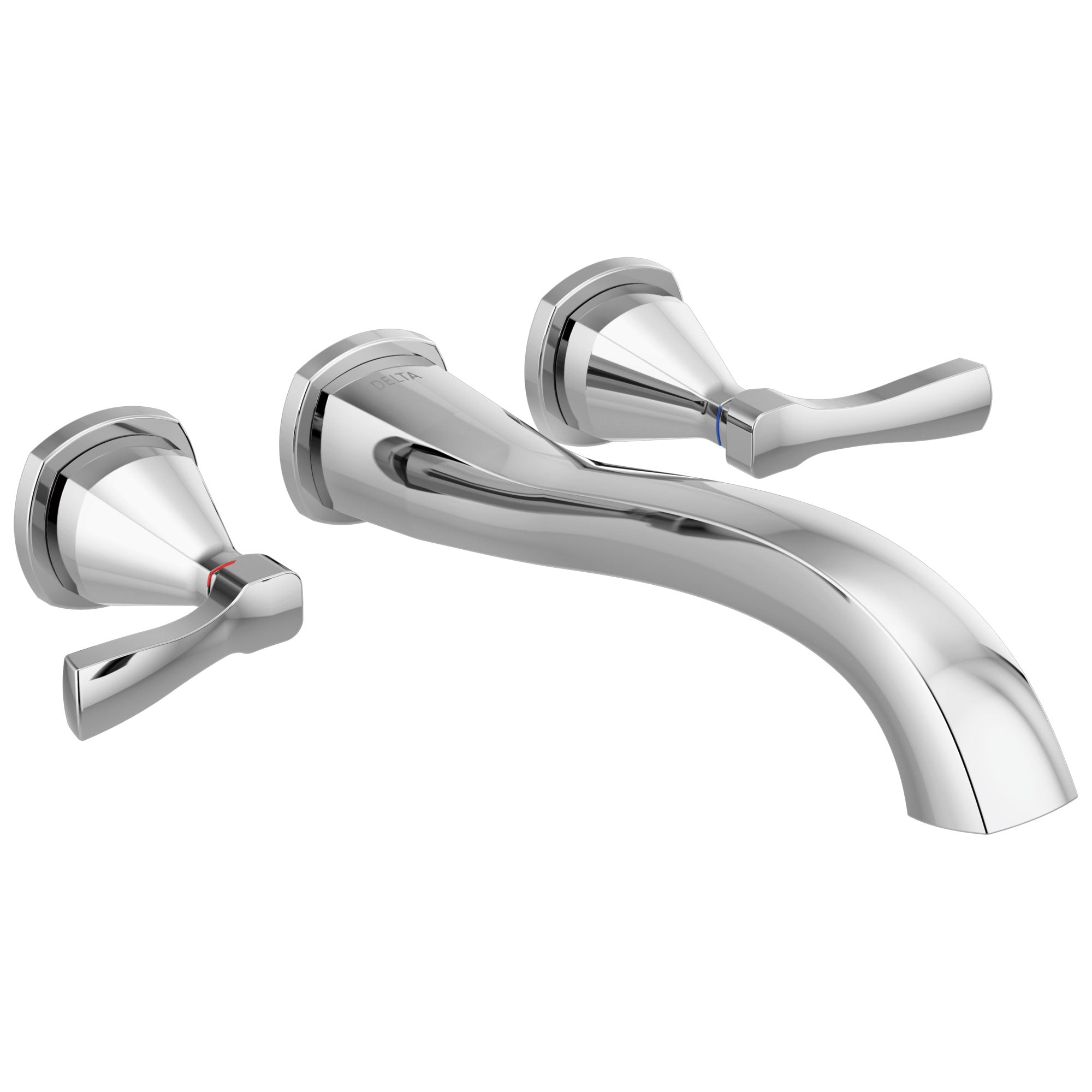 Delta Stryke Chrome Finish 2 Lever Handle Wall Mounted Tub Filler Faucet Includes Rough-in Valve D3013V