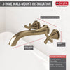 Delta Stryke Champagne Bronze Finish Wall Mounted Tub Filler Faucet Includes Rough-in Valve and 2 Helo Cross Handles D3021V