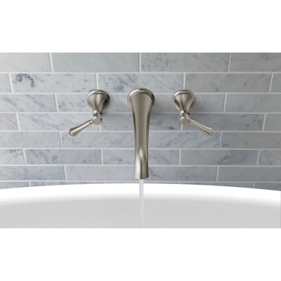 Delta Cassidy Stainless Steel Finish 2 Handle Wall Mount Tub Filler Faucet Includes Rough-in Valve D3009V