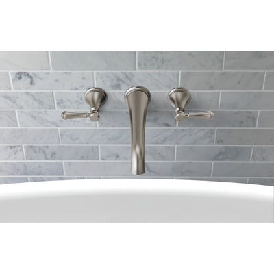 Delta Cassidy Stainless Steel Finish 2 Handle Wall Mount Tub Filler Faucet Includes Rough-in Valve D3009V