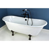 67" Large Cast Iron Double Slipper Clawfoot Bathtub with Oil Rubbed Bronze Feet