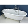 66" Large Cast Iron White Clawfoot Freestanding Bath Tub with Chrome Feet