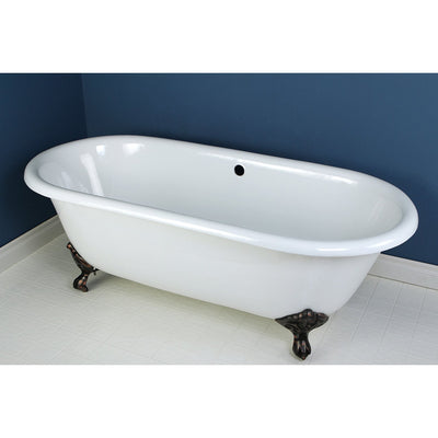 66" Large Cast Iron Double Ended Clawfoot Bathtub with Oil Rubbed Bronze Feet