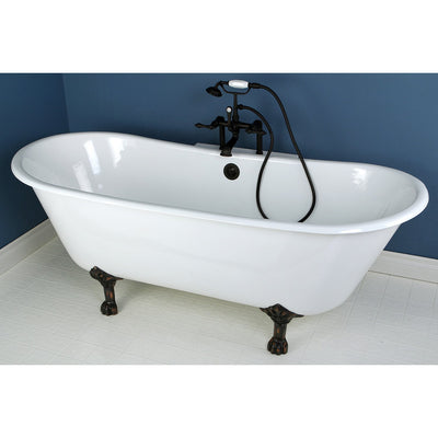 67" Large Cast Iron Double Slipper Claw foot Bathtub with Oil Rubbed Bronze Feet