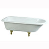 67" Large Cast Iron Roll Top Freestanding Clawfoot Tub with Polished Brass Feet