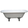 67" Double Ended White Acrylic Freestanding Clawfoot Tub with Chrome Lion Feet