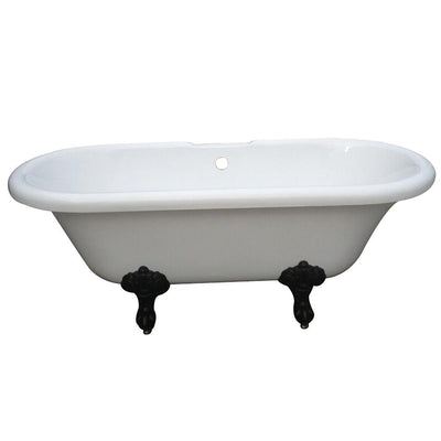 67" Double Ended White Acrylic Clawfoot Tub with Oil Rubbed Bronze Lion Feet