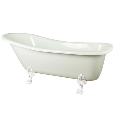 69" Large White Slipper Acrylic Claw Foot Bath Tub with White Lion Feet