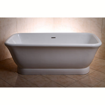 71" Contemporary Pedestal Double Ended White Acrylic Freestanding Bath Tub