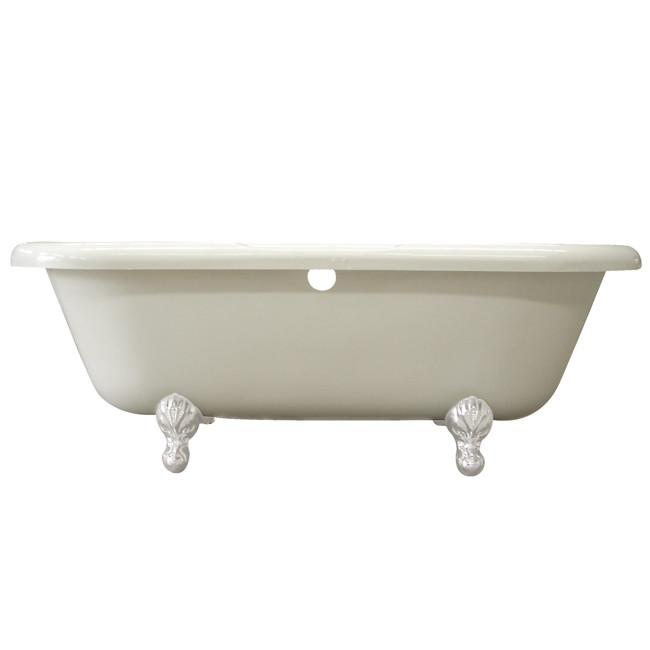 67" Large Double Ended Acrylic Freestanding Clawfoot Bath Tub w/ White Lion Feet
