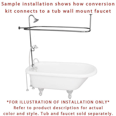 Satin Nickel Clawfoot Tub Shower Conversion Kit with Enclosure Curtain Rod 10060SN