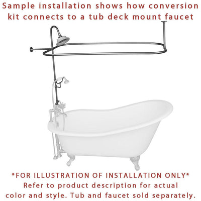 Oil Rubbed Bronze Clawfoot Tub Shower Conversion Kit with Enclosure Curtain Rod 10010ORB
