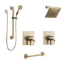 Square Grab Bar Custom Delta Zura Champagne Bronze Shower System with Separate Controls for Hand Shower and Showerhead Custom389CZ