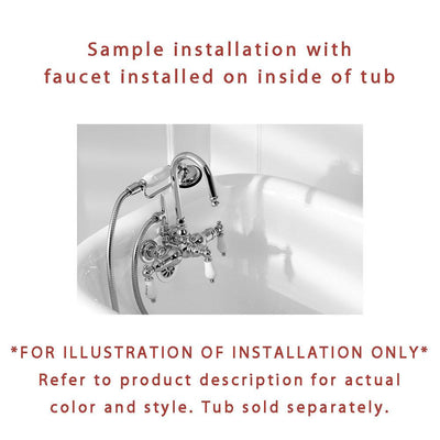 Polished Brass Wall Mount Clawfoot Tub Faucet Package w Drain Supplies Stops CC1073T2system